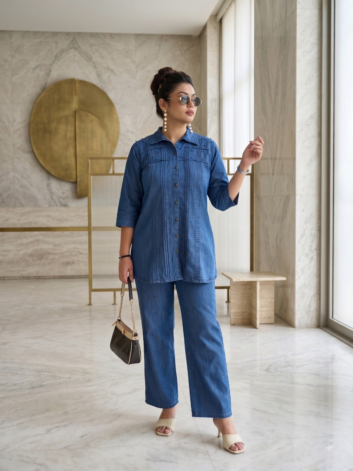 BLUE WASH DENIM FUSION CORD SET