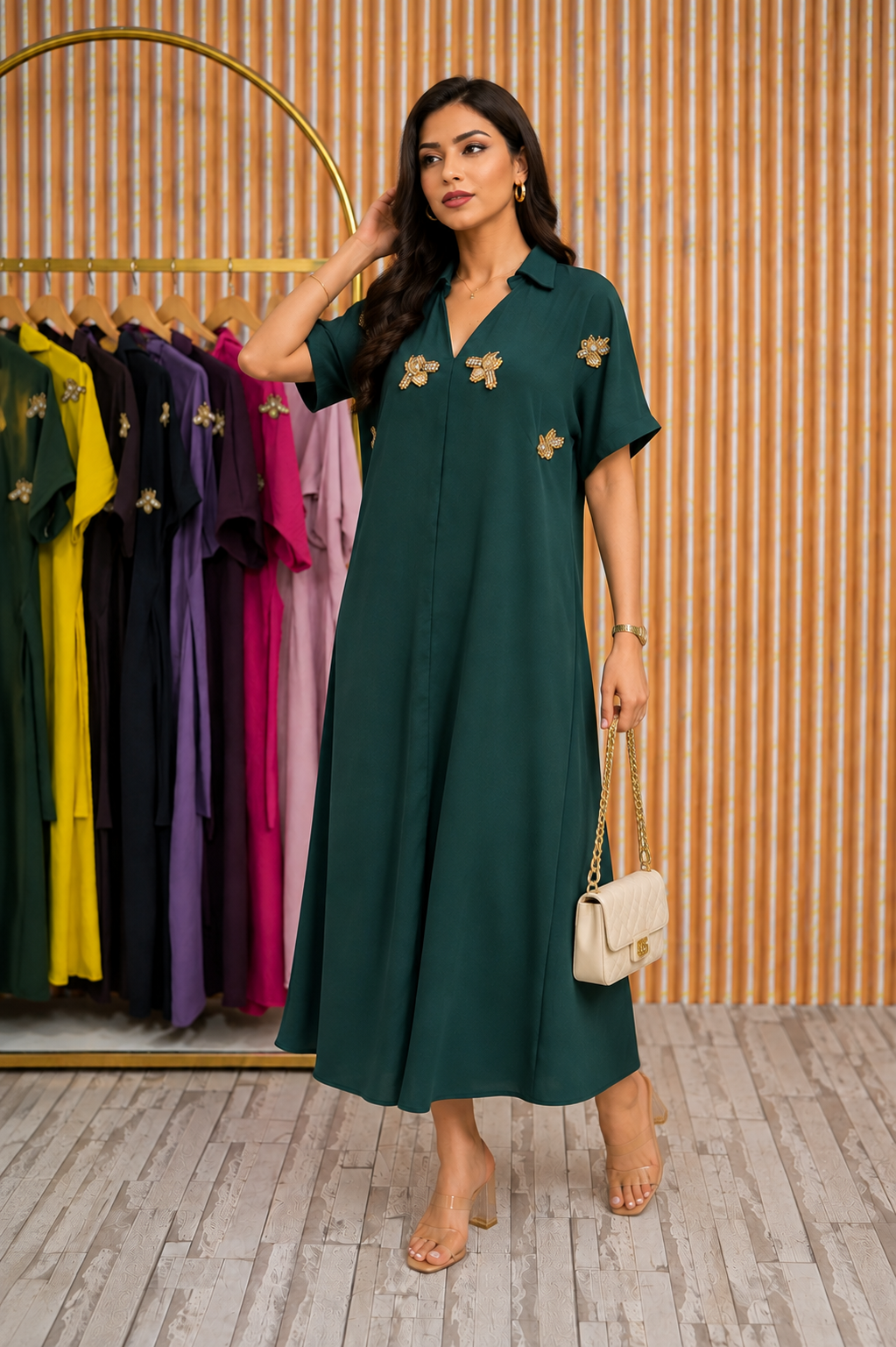 GREEN THE SOLSTICE LUXE MIDI (A LINE )
