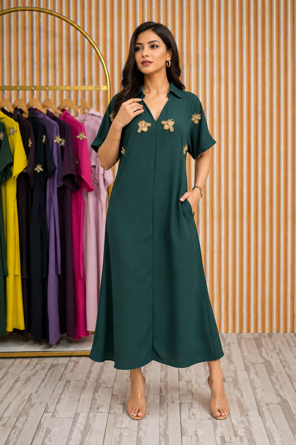 GREEN THE SOLSTICE LUXE MIDI (A LINE )