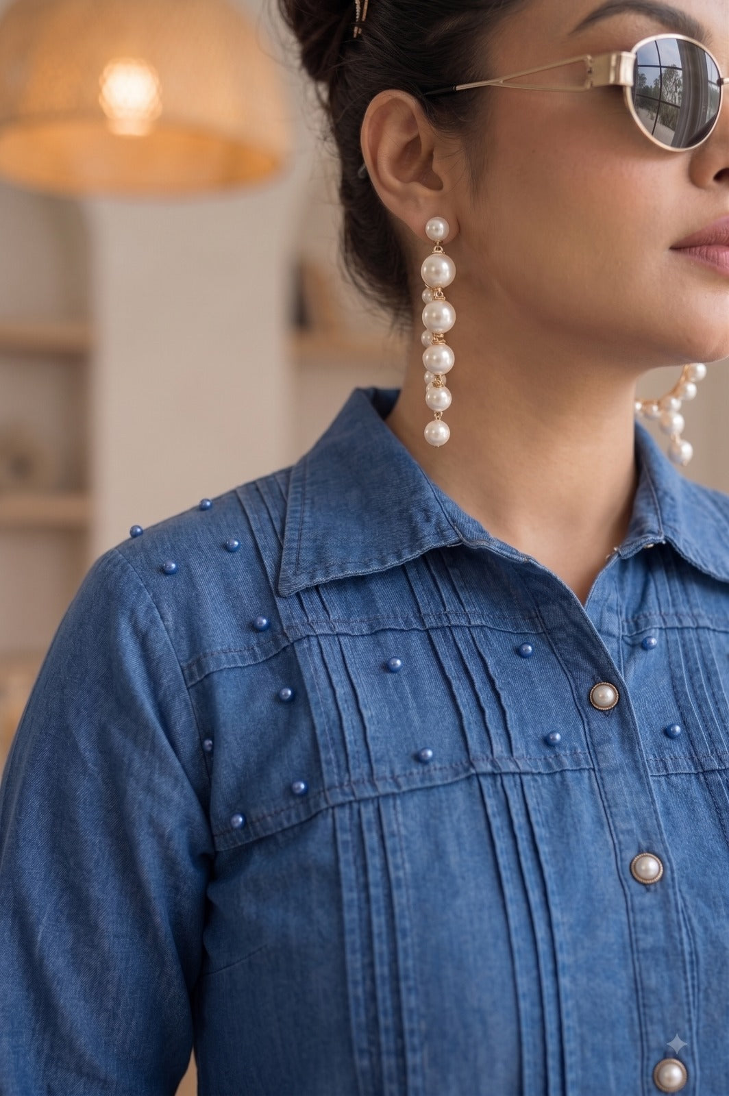 BLUE WASH DENIM FUSION CORD SET