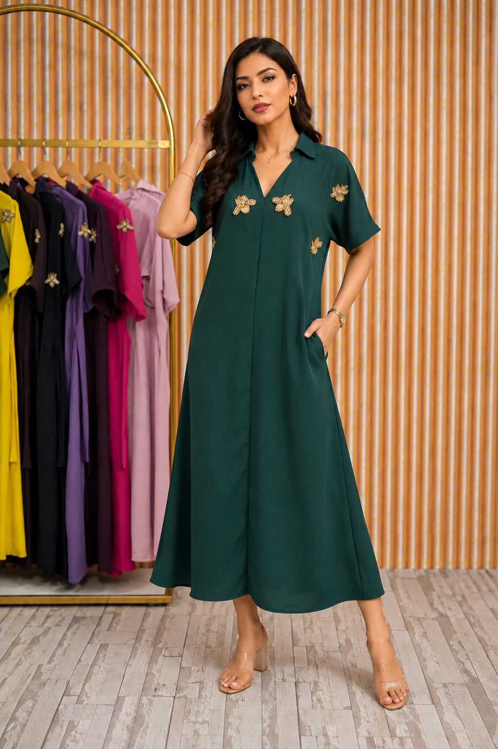 GREEN THE SOLSTICE LUXE MIDI (A LINE )