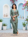 GREEN CORDSET WITH HANDWORK