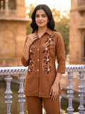 BROWN CORDSET COLLAR WITH EMBROIDERY GNBW