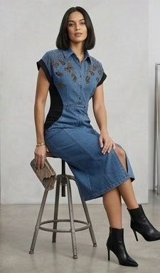 BLUE WASH AURELIA BUTTERFLY DENIM DRESS