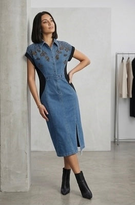 BLUE WASH AURELIA BUTTERFLY DENIM DRESS