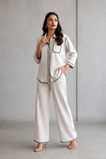 WHITE LINEN CORD SET WITH EMBROIDERY
