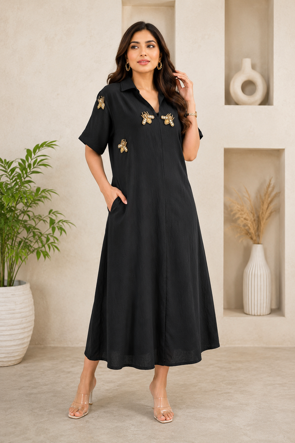 BLACK THE SOLSTICE LUXE MIDI (A LINE )