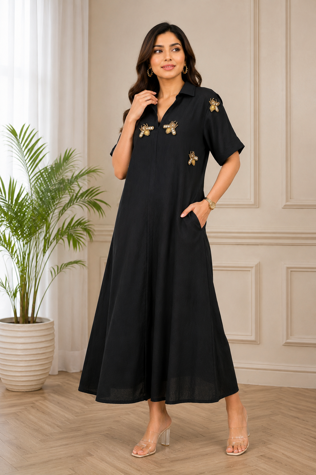BLACK THE SOLSTICE LUXE MIDI (A LINE )