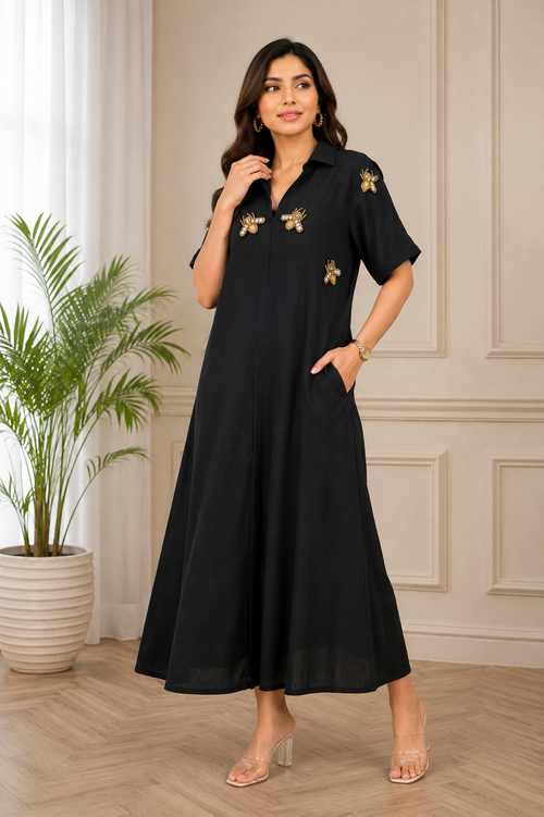 BLACK THE SOLSTICE LUXE MIDI (A LINE )