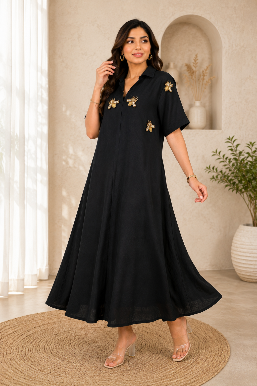 BLACK THE SOLSTICE LUXE MIDI (A LINE )