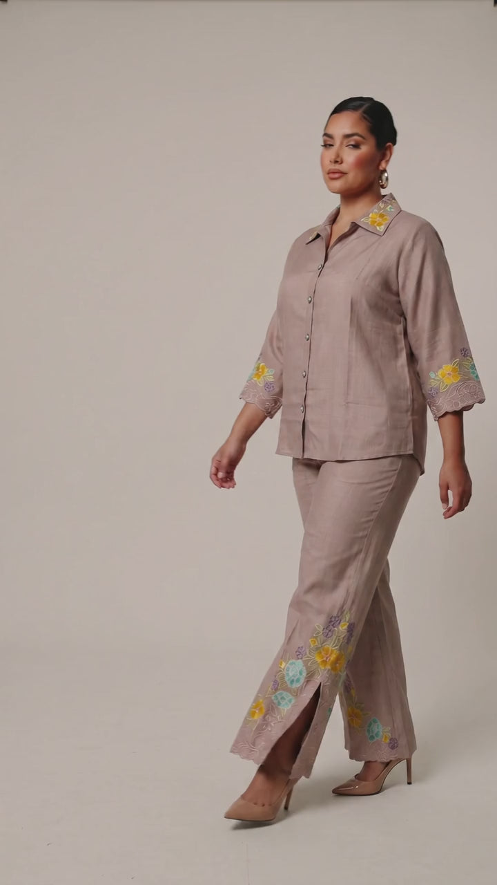 LINEN CORD SET SLIT ON PANTS